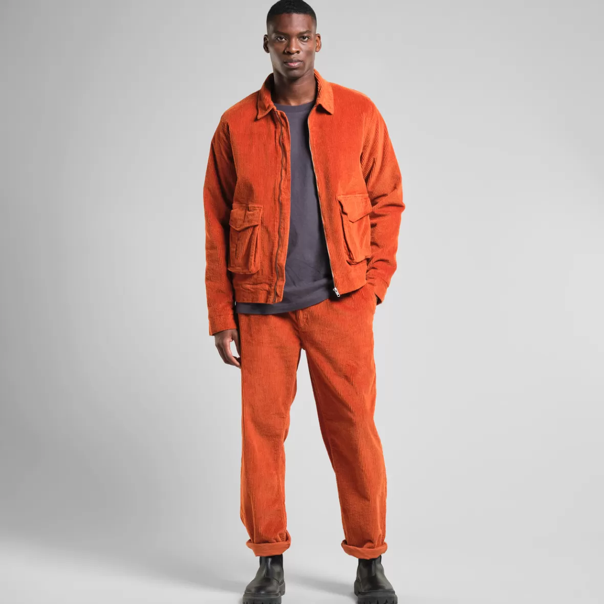 Jackets | DEDICATED Padded Jacket Vallentuna Corduroy Cinnamon Orange