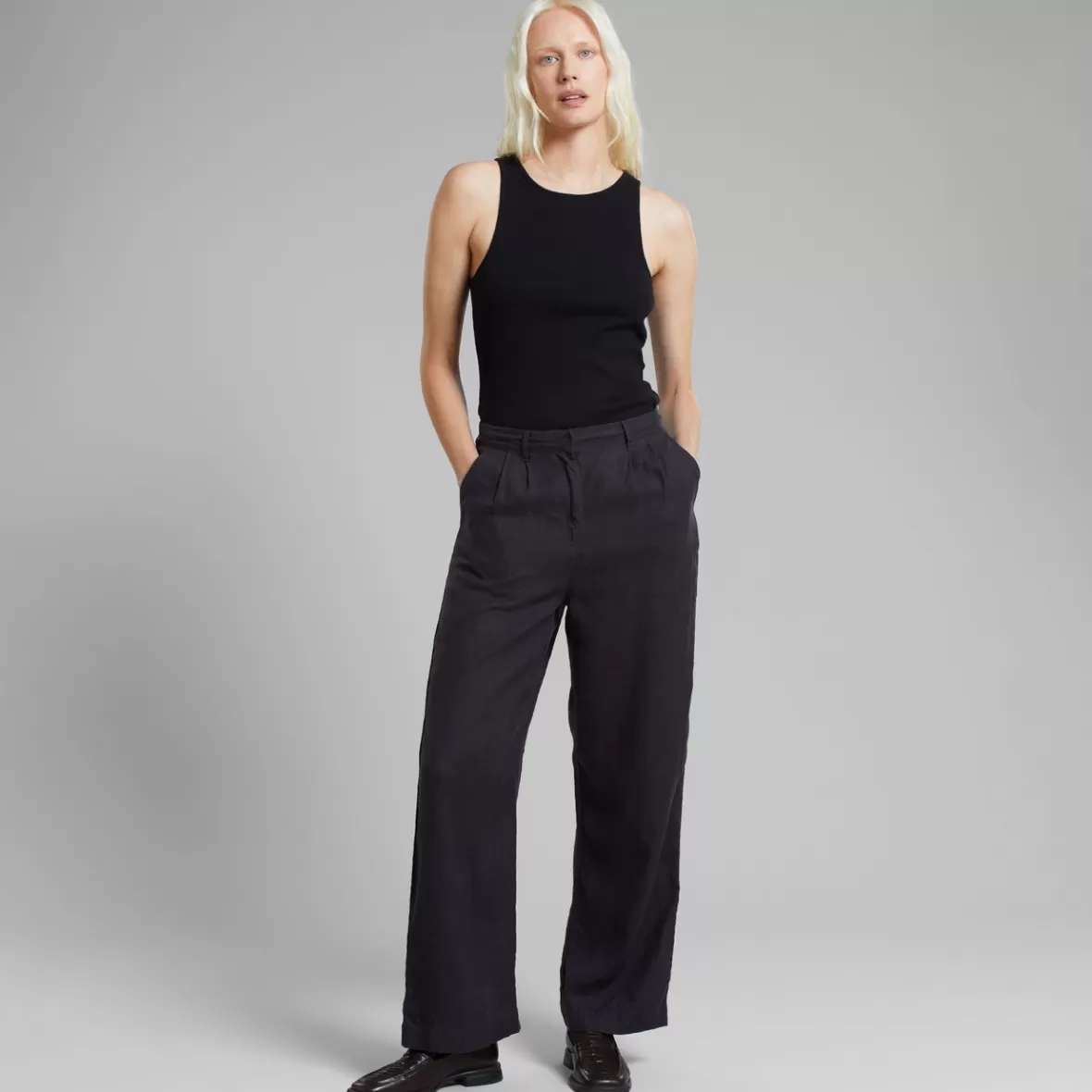 Pants | DEDICATED Pants Vickleby Linen Phantom Black