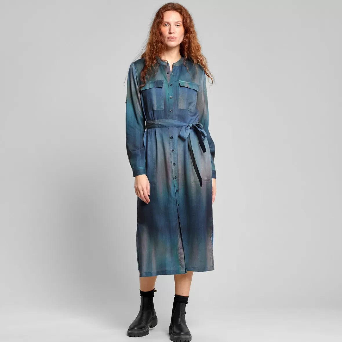 Dresses | DEDICATED Shirt Dress Falsterbo Abstract Light Multi Color