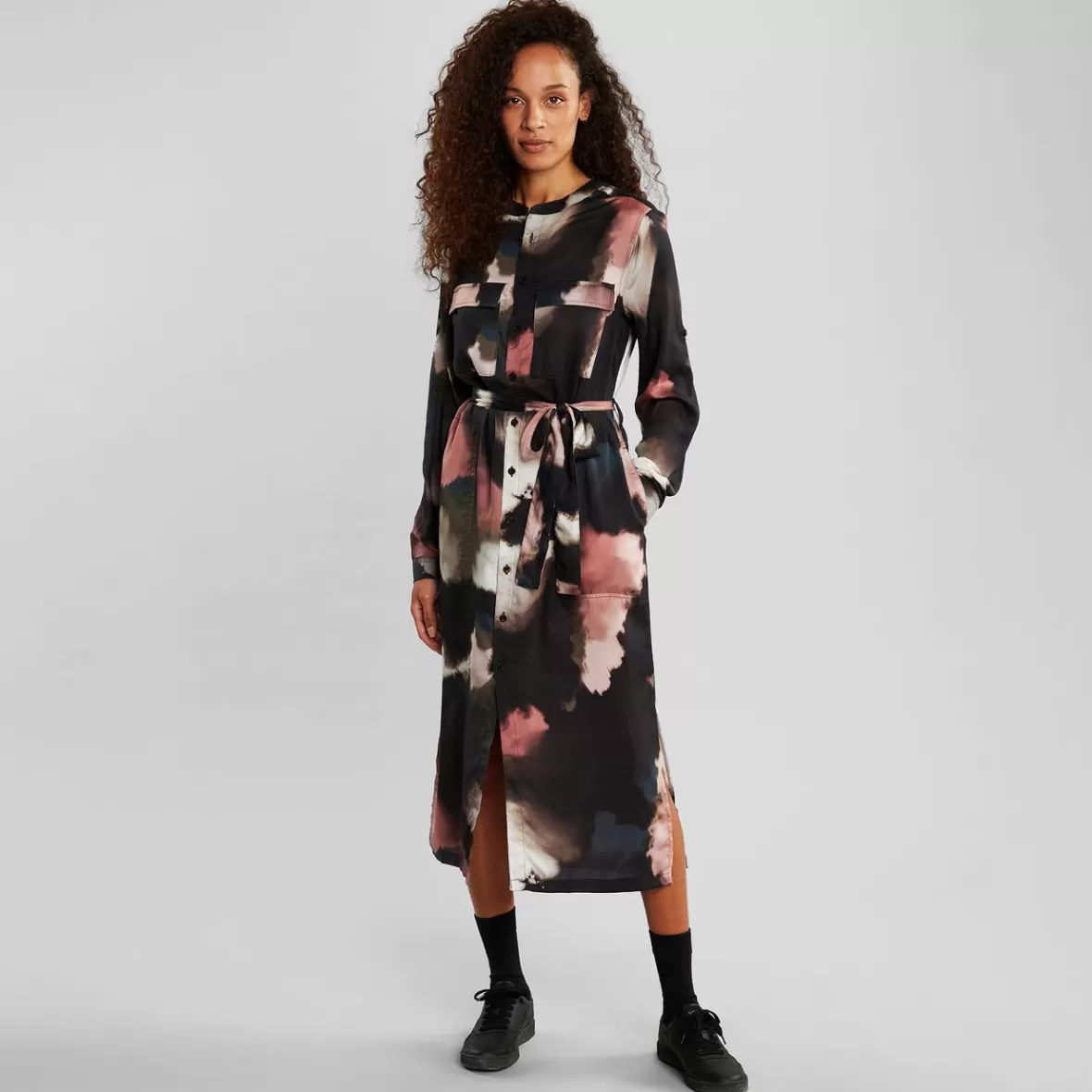 Dresses | DEDICATED Shirt Dress Falsterbo Brush Strokes Multi Color