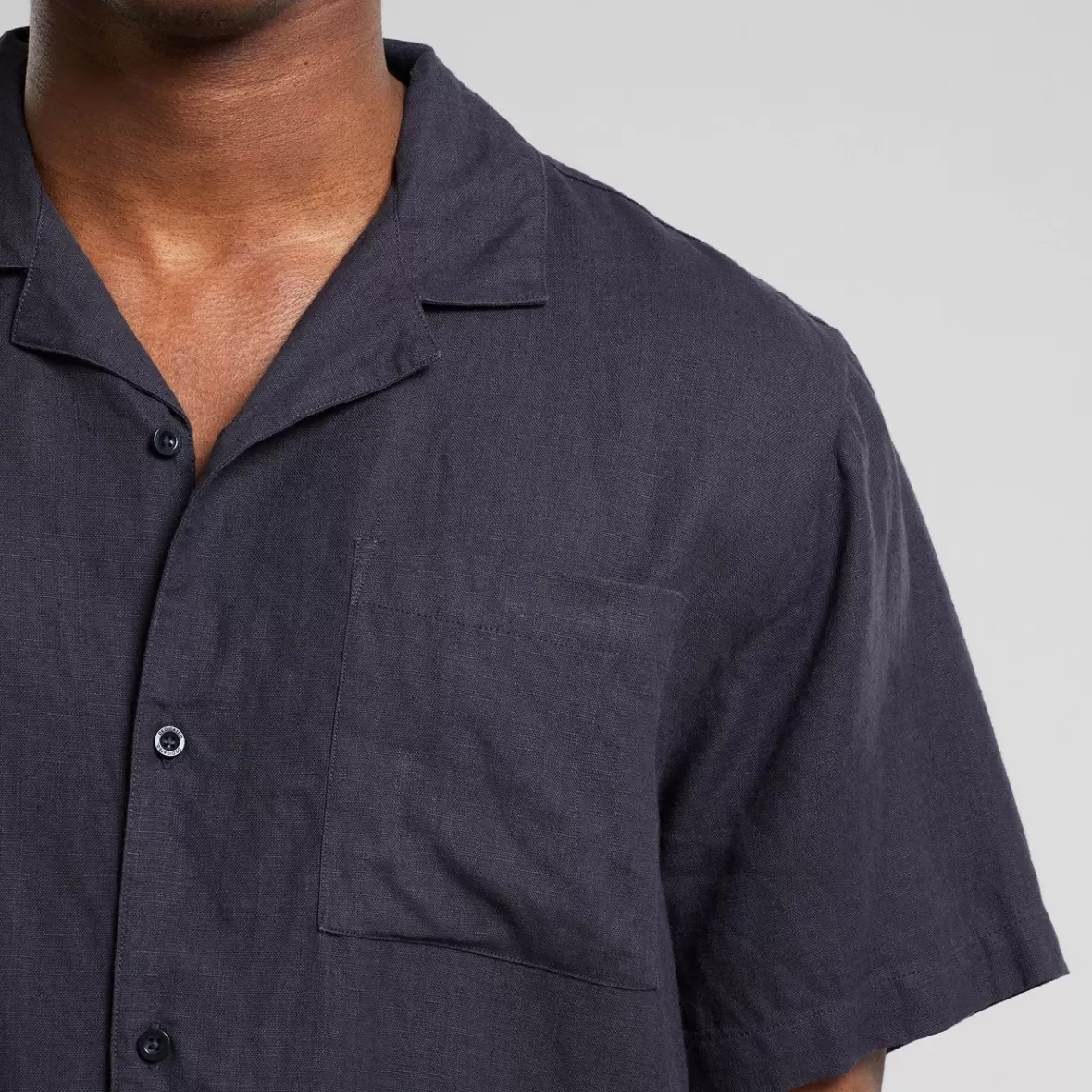 Shirts | DEDICATED Shirt Marstrand Linen Phantom Black