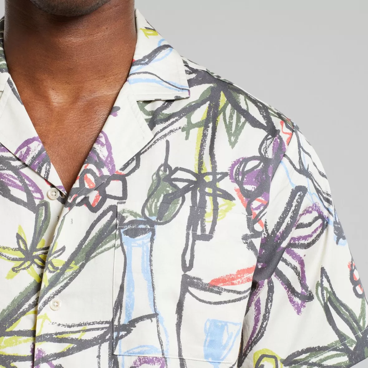 Shirts | DEDICATED Shirt Marstrand Paradise Sketch Oat White
