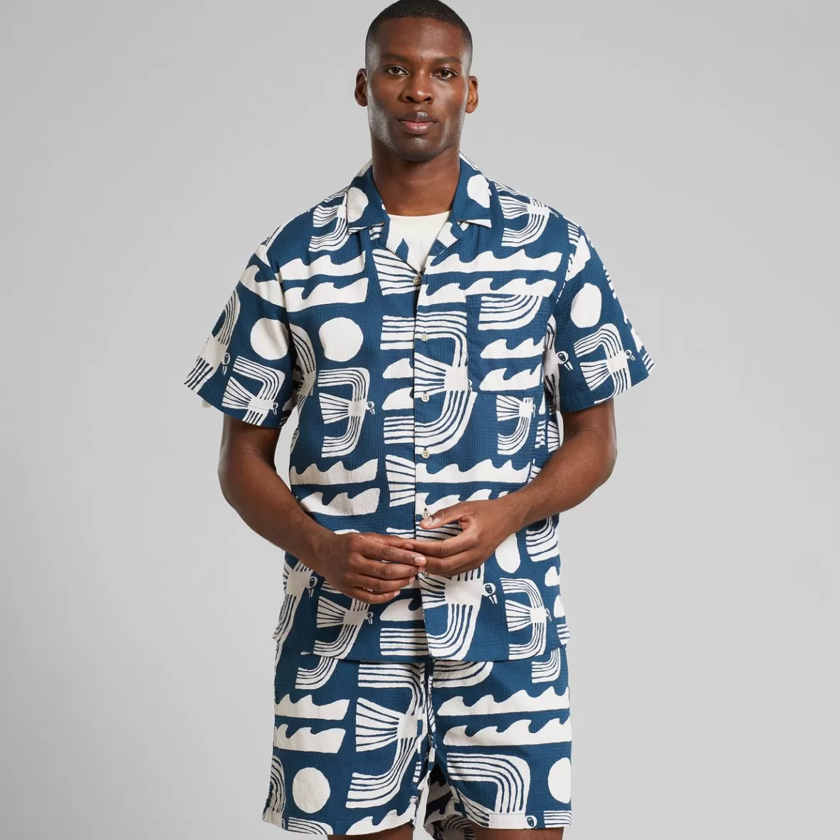 Shirts | DEDICATED Shirt Marstrand Seagulls Majolica Blue