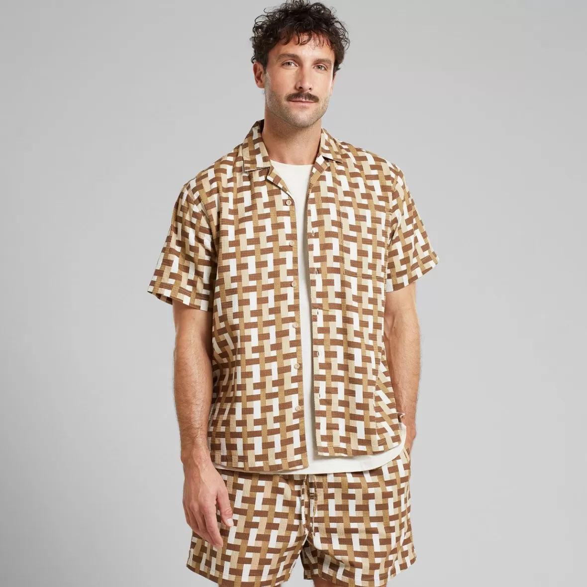 Shirts | DEDICATED Shirt Marstrand Square Weave Oat White
