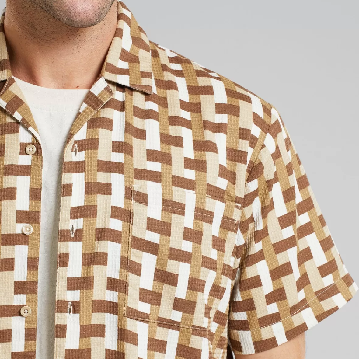 Shirts | DEDICATED Shirt Marstrand Square Weave Oat White