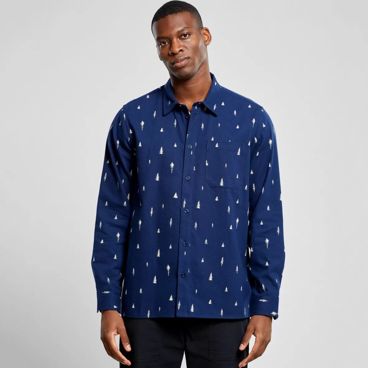 Shirts | DEDICATED Shirt Rute Ditsy Trees Navy