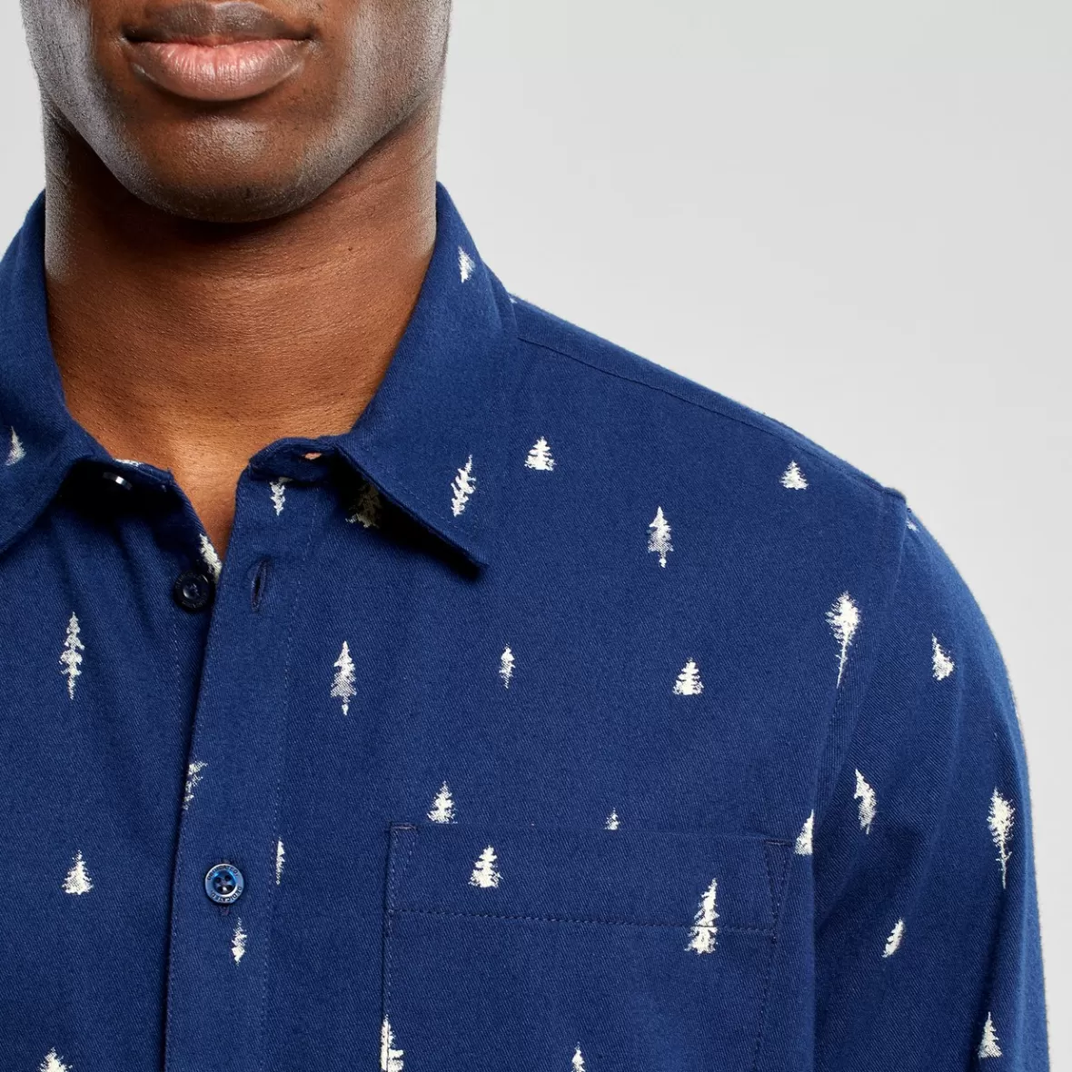 Shirts | DEDICATED Shirt Rute Ditsy Trees Navy