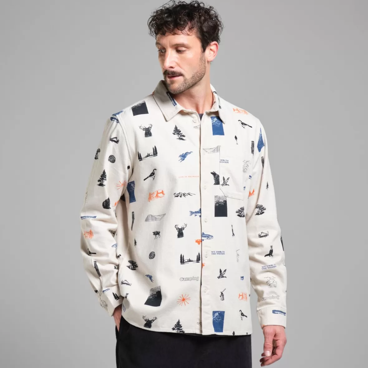 Shirts | DEDICATED Shirt Rute Flannel In The Woods Oat White