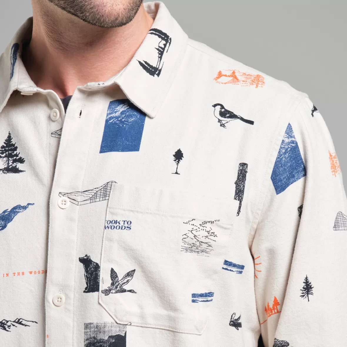 Shirts | DEDICATED Shirt Rute Flannel In The Woods Oat White