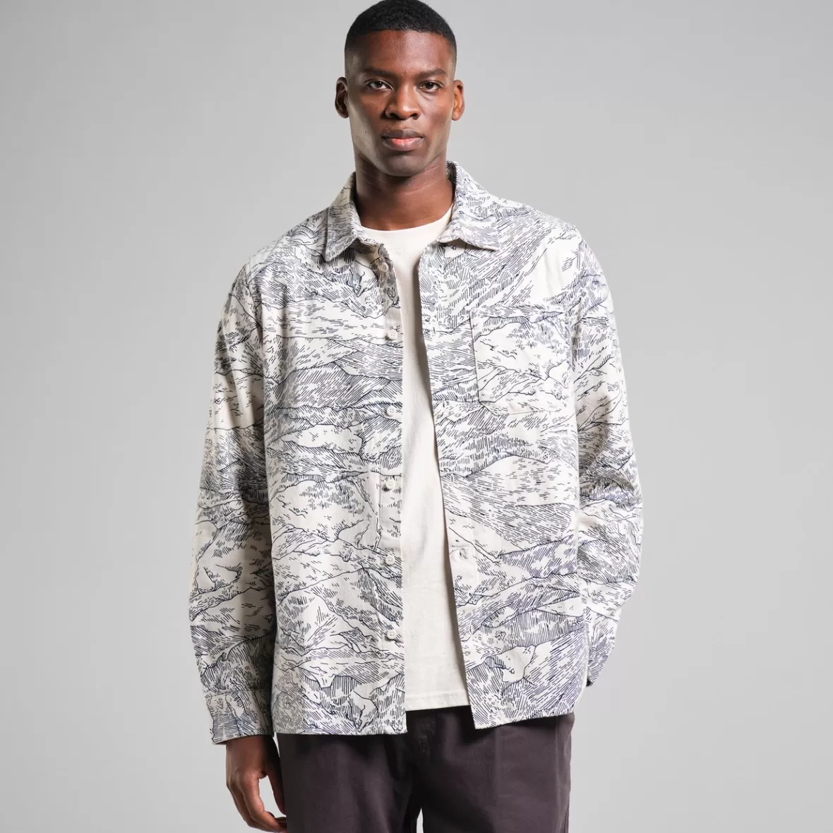 Shirts | DEDICATED Shirt Rute Flannel Mountain Horizon Oat White