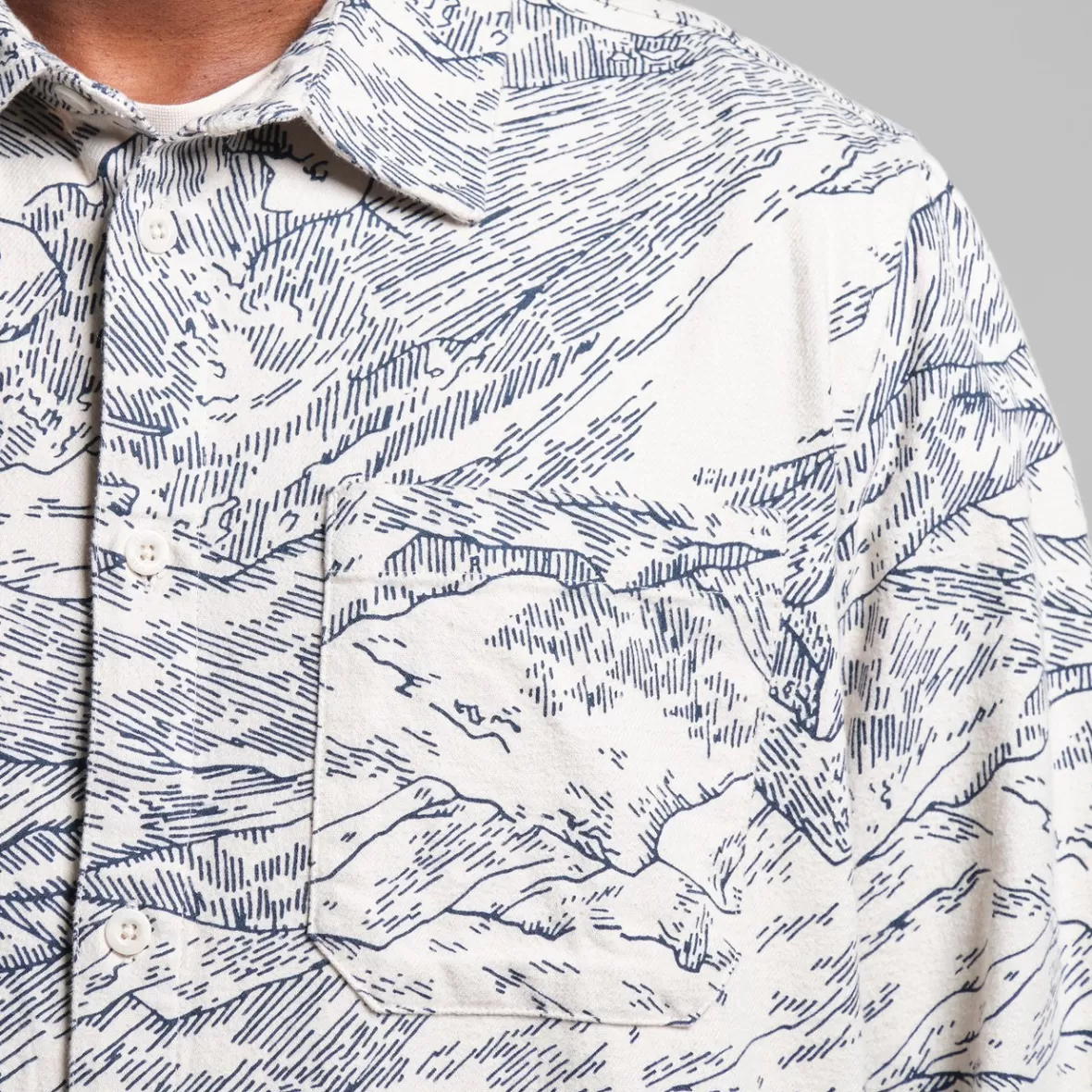 Shirts | DEDICATED Shirt Rute Flannel Mountain Horizon Oat White