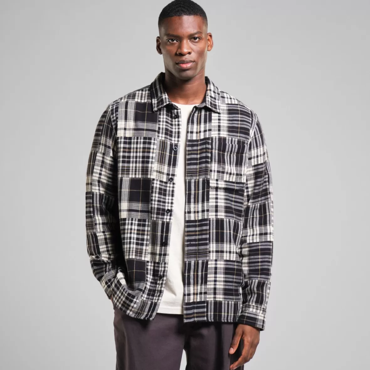 Shirts | DEDICATED Shirt Rute Flannel Patchwork Black