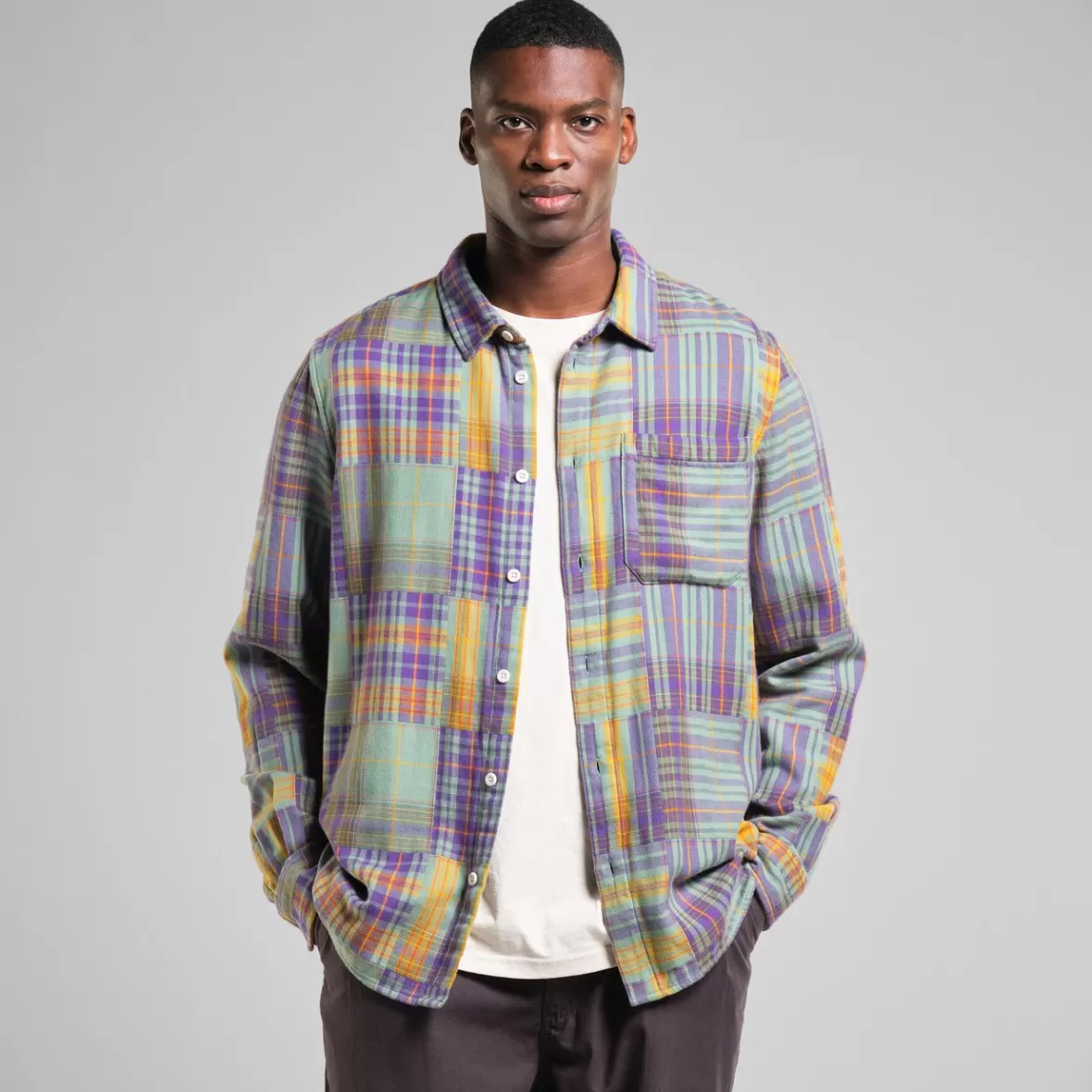 Shirts | DEDICATED Shirt Rute Flannel Patchwork Green