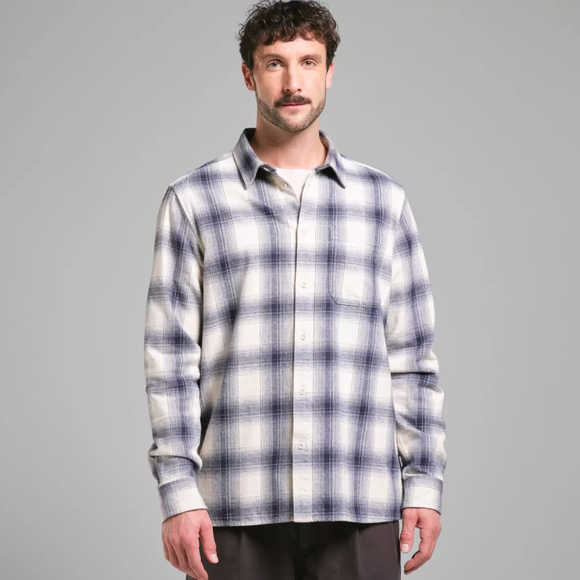 Shirts | DEDICATED Shirt Rute Flannel Shadow Check Oat White