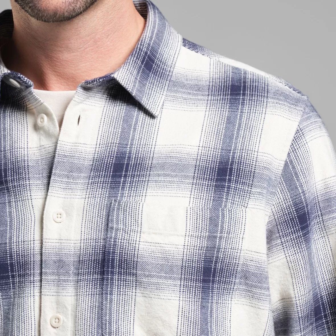 Shirts | DEDICATED Shirt Rute Flannel Shadow Check Oat White