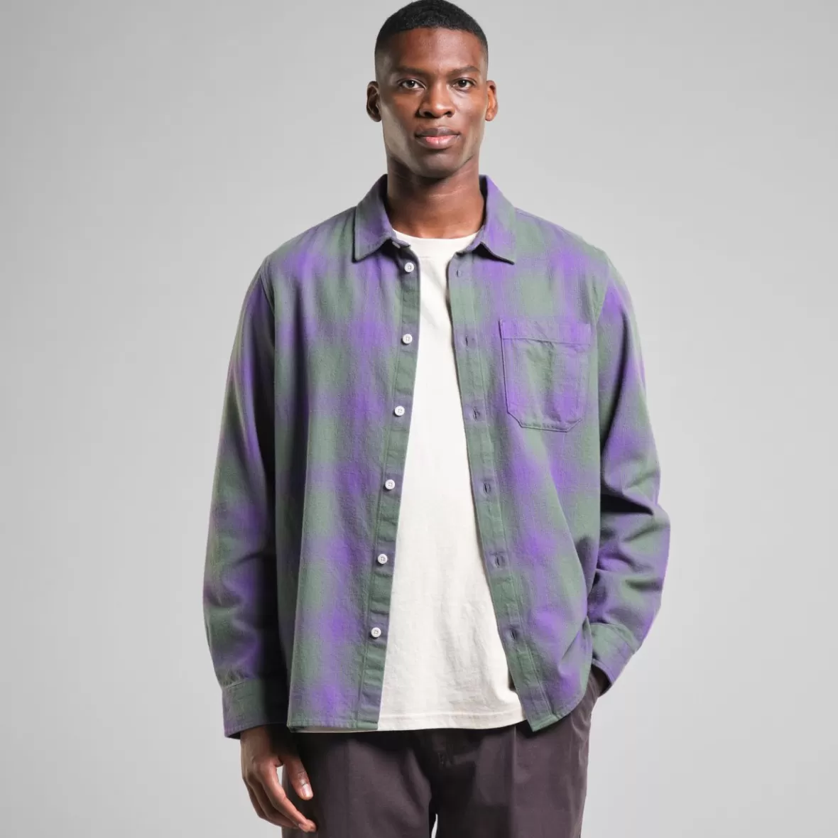 Shirts | DEDICATED Shirt Rute Flannel Shadow Check Purple