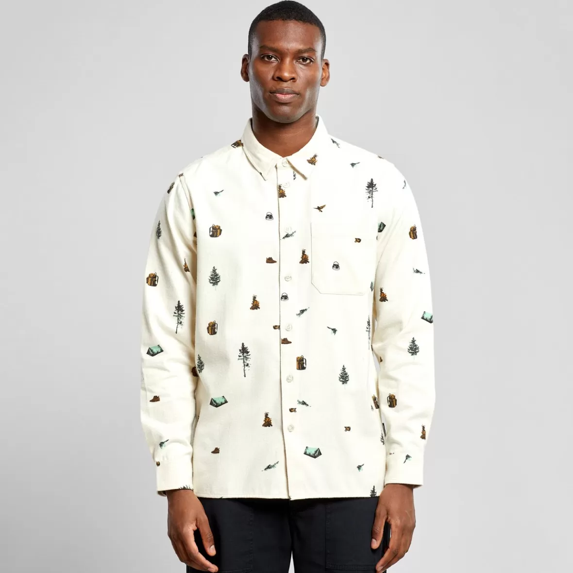 Shirts | DEDICATED Shirt Rute Hike AOP Oat White
