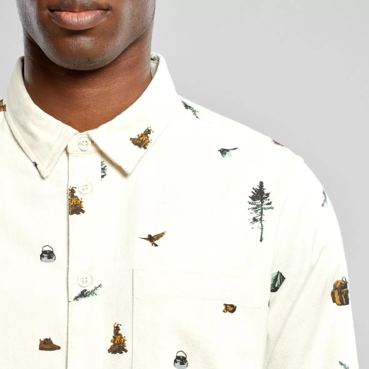 Shirts | DEDICATED Shirt Rute Hike AOP Oat White
