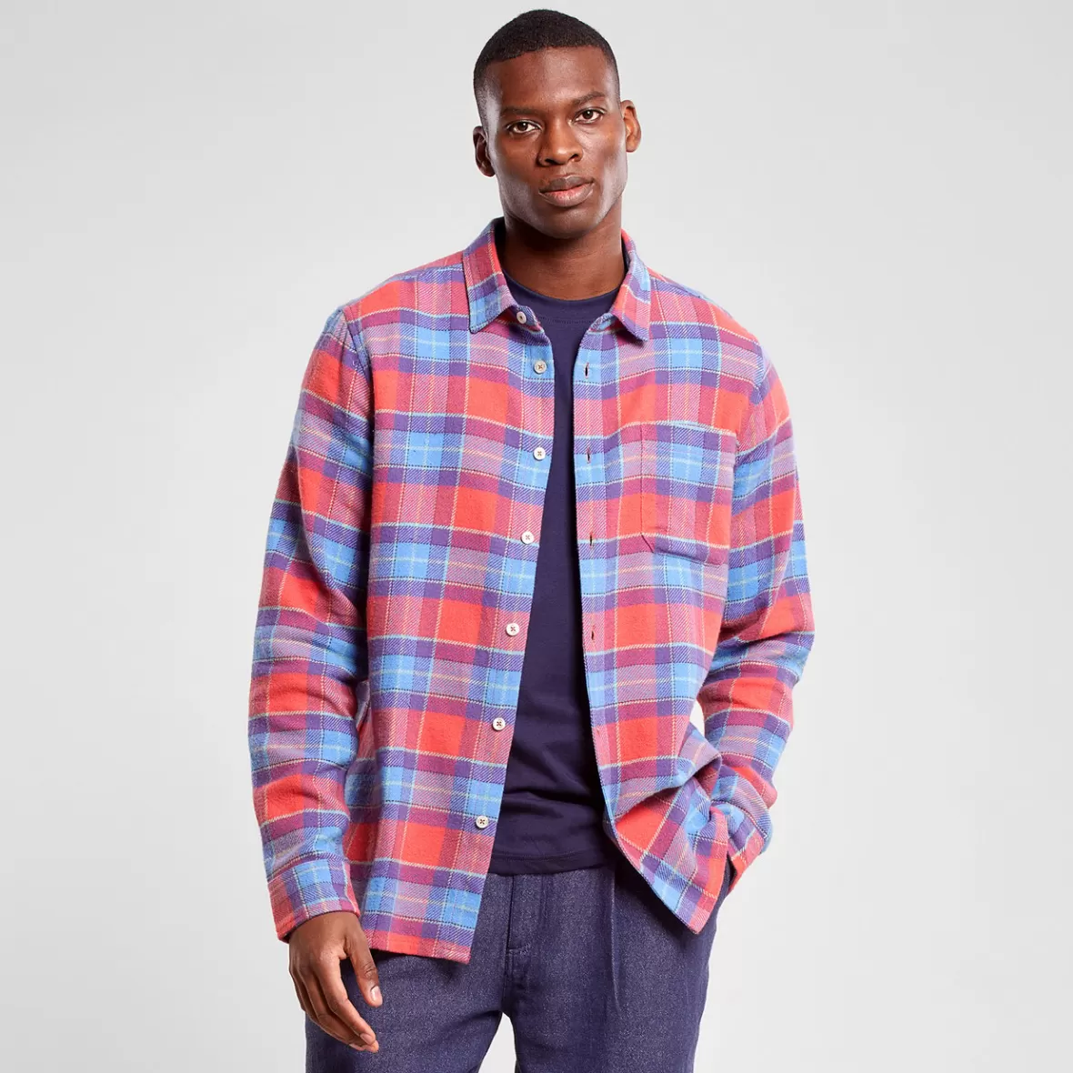 Shirts | DEDICATED Shirt Rute Multi Check Mineral Red