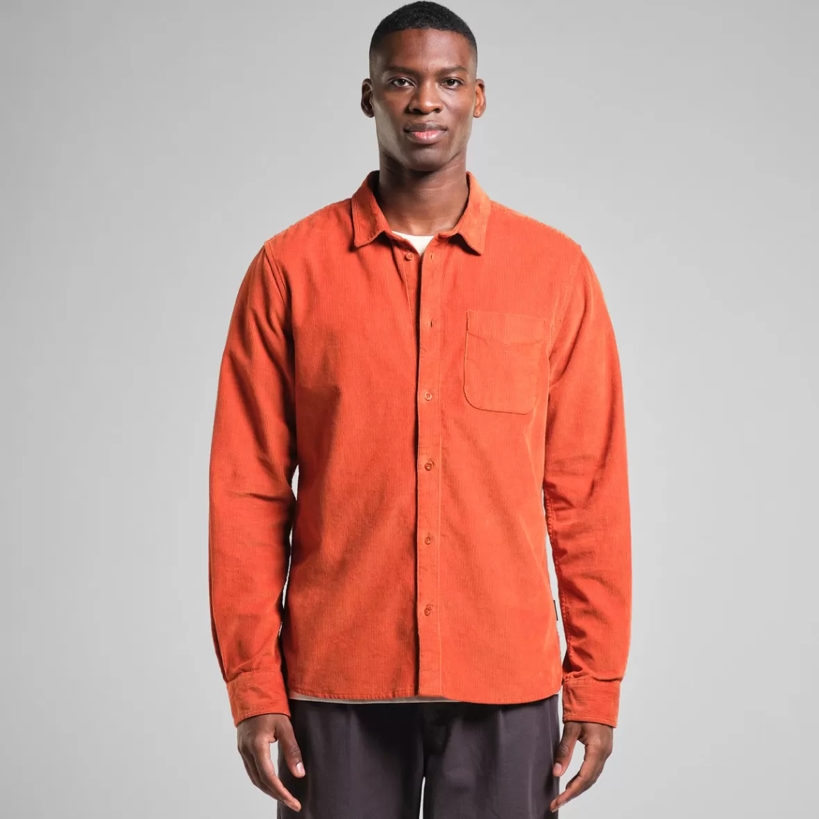 Shirts | DEDICATED Shirt Varberg Corduroy Cinnamon Orange