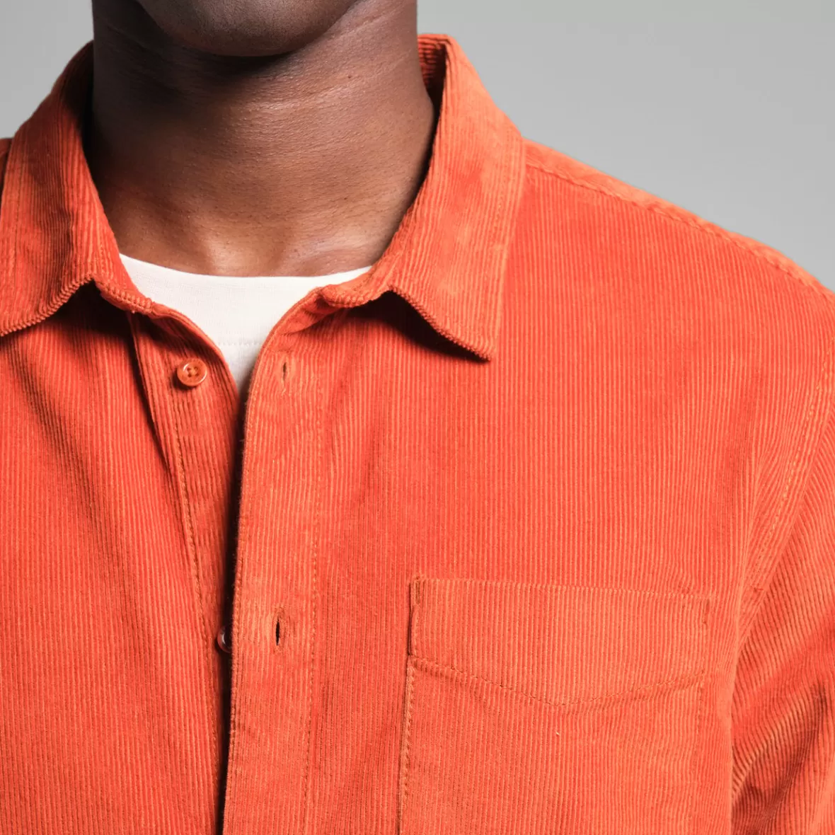 Shirts | DEDICATED Shirt Varberg Corduroy Cinnamon Orange