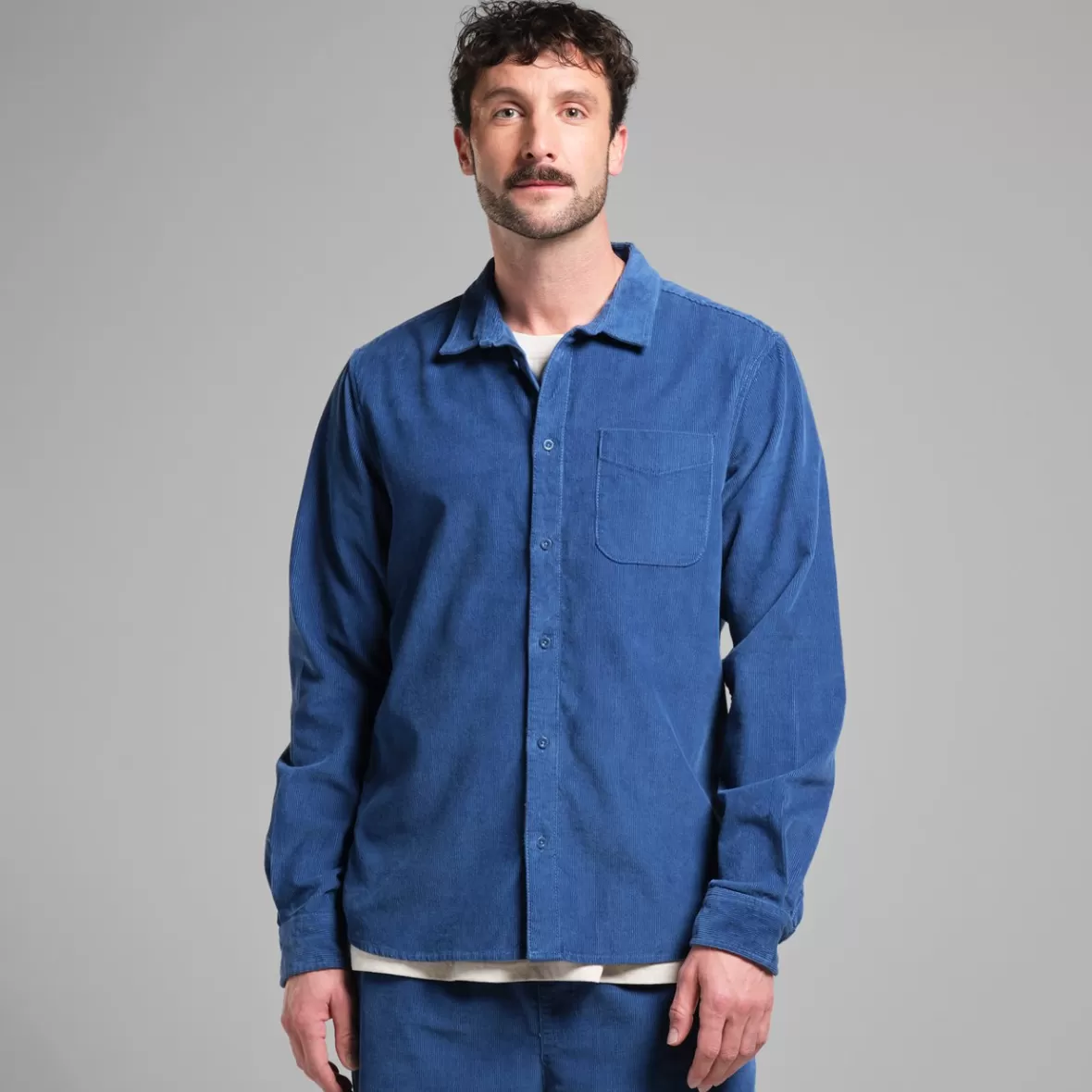 Shirts | DEDICATED Shirt Varberg Corduroy True Blue