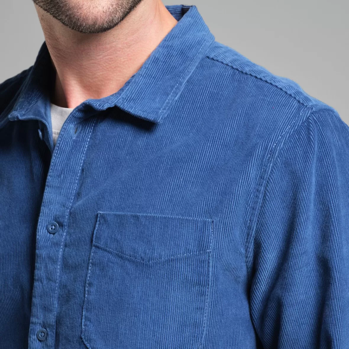 Shirts | DEDICATED Shirt Varberg Corduroy True Blue