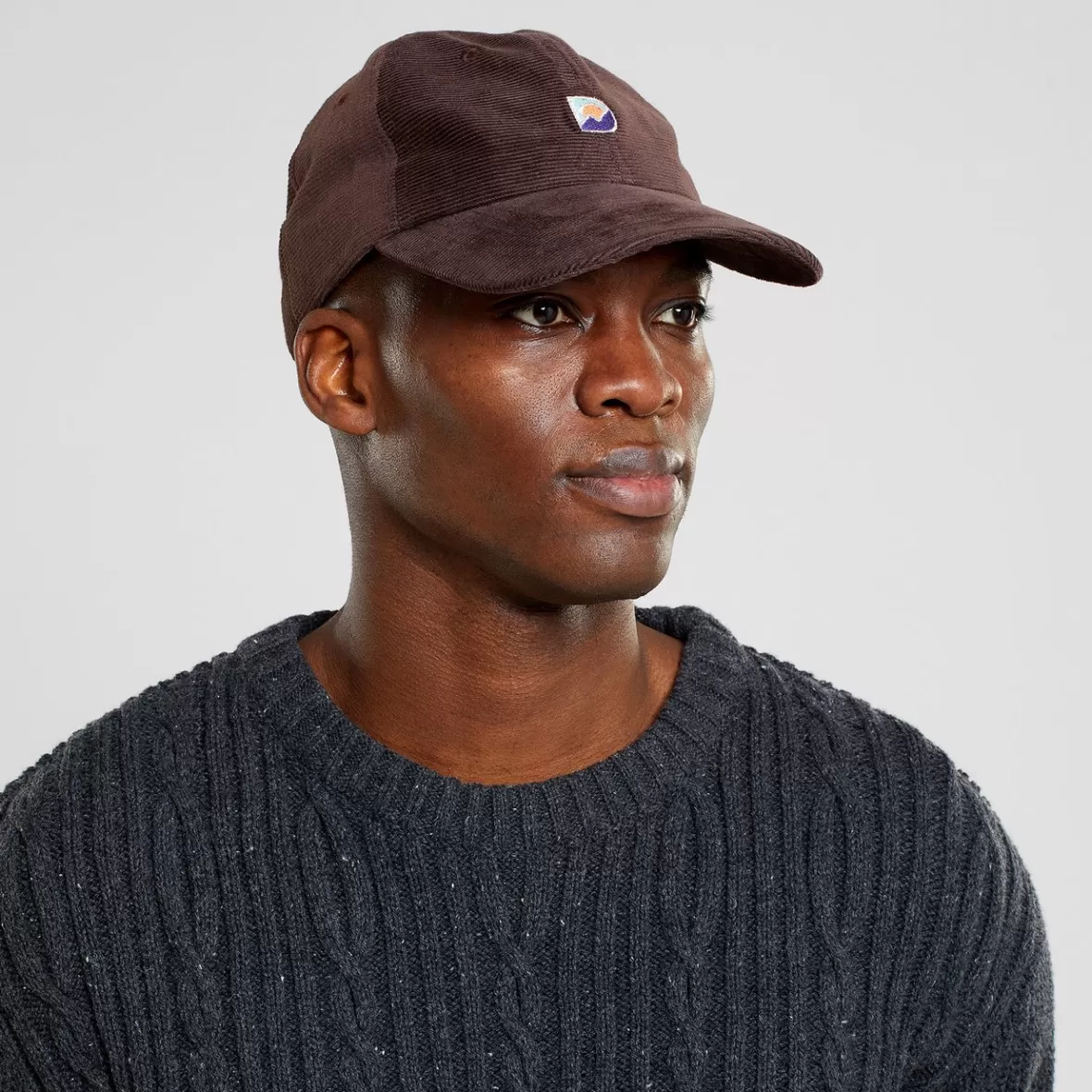 Caps | DEDICATED Soft Cap Slussen Corduroy Mountain Logo D Coffee Brown
