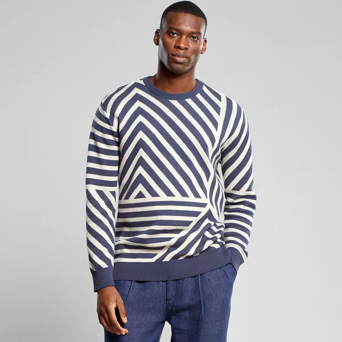Knitwear | DEDICATED Sweater Mora Mountain Line Ombre Blue