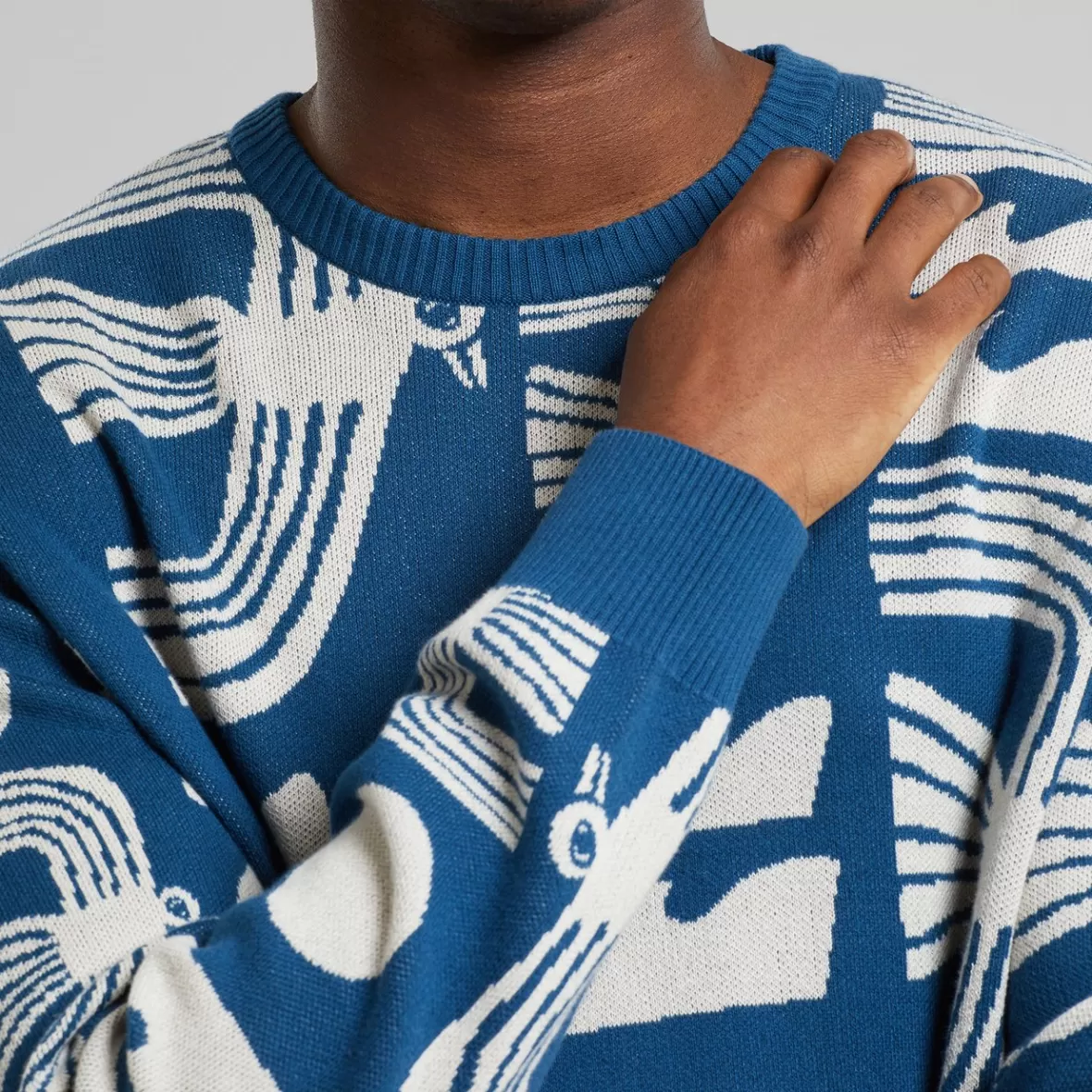 Sweats | Knitwear | DEDICATED Sweater Mora Seagulls Majolica Blue