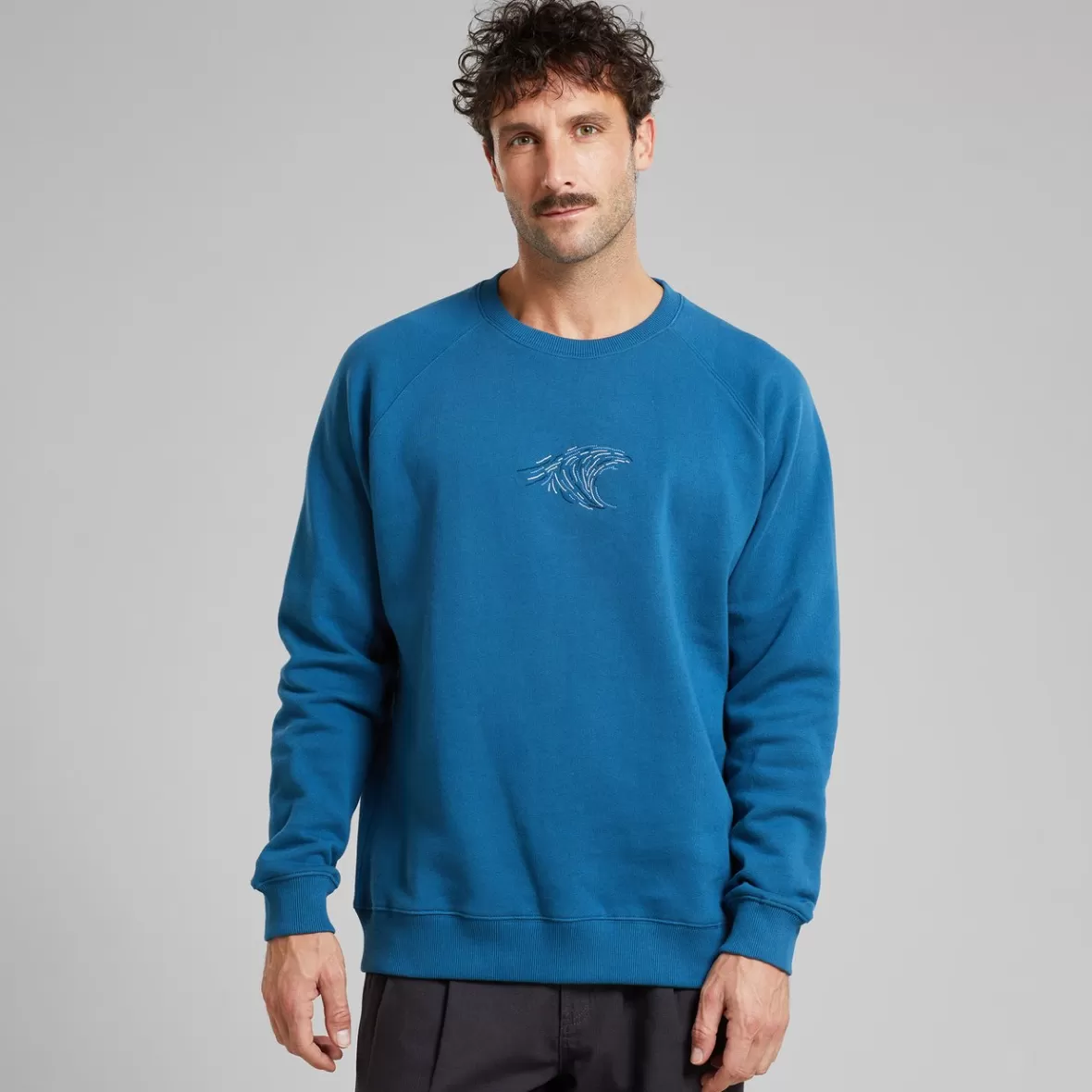 Sweats | DEDICATED Sweatshirt Malmoe Blue Wave Emb Midnight Blue