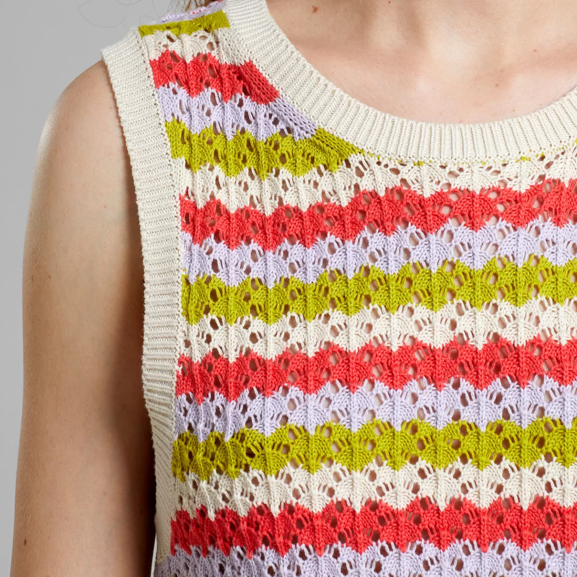 Tops | DEDICATED Top Oskarshamn Crochet Stripe Multi Color