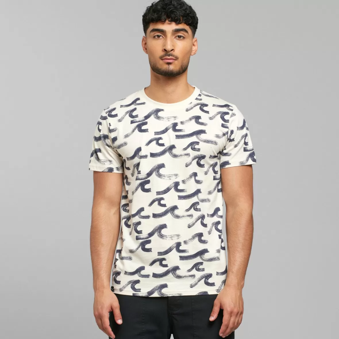 T-Shirts | DEDICATED T-shirt Stockholm Brush Waves Oat White