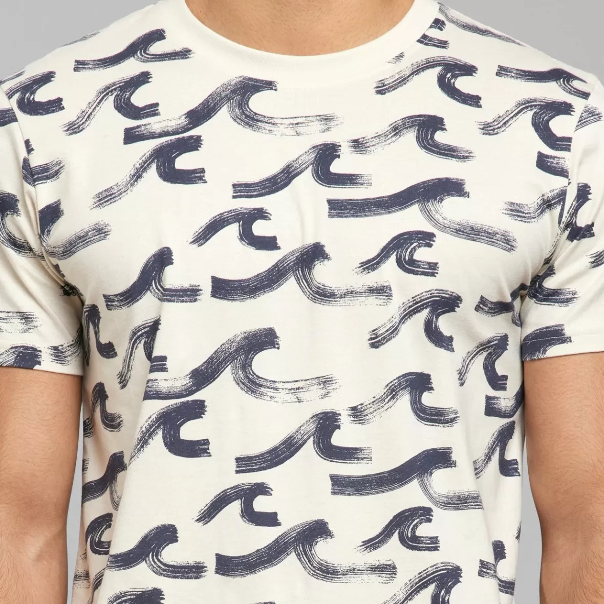 T-Shirts | DEDICATED T-shirt Stockholm Brush Waves Oat White