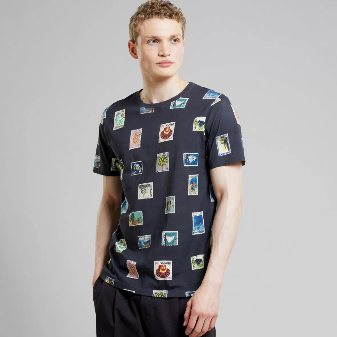 T-Shirts | DEDICATED T-shirt Stockholm Stamps Charcoal