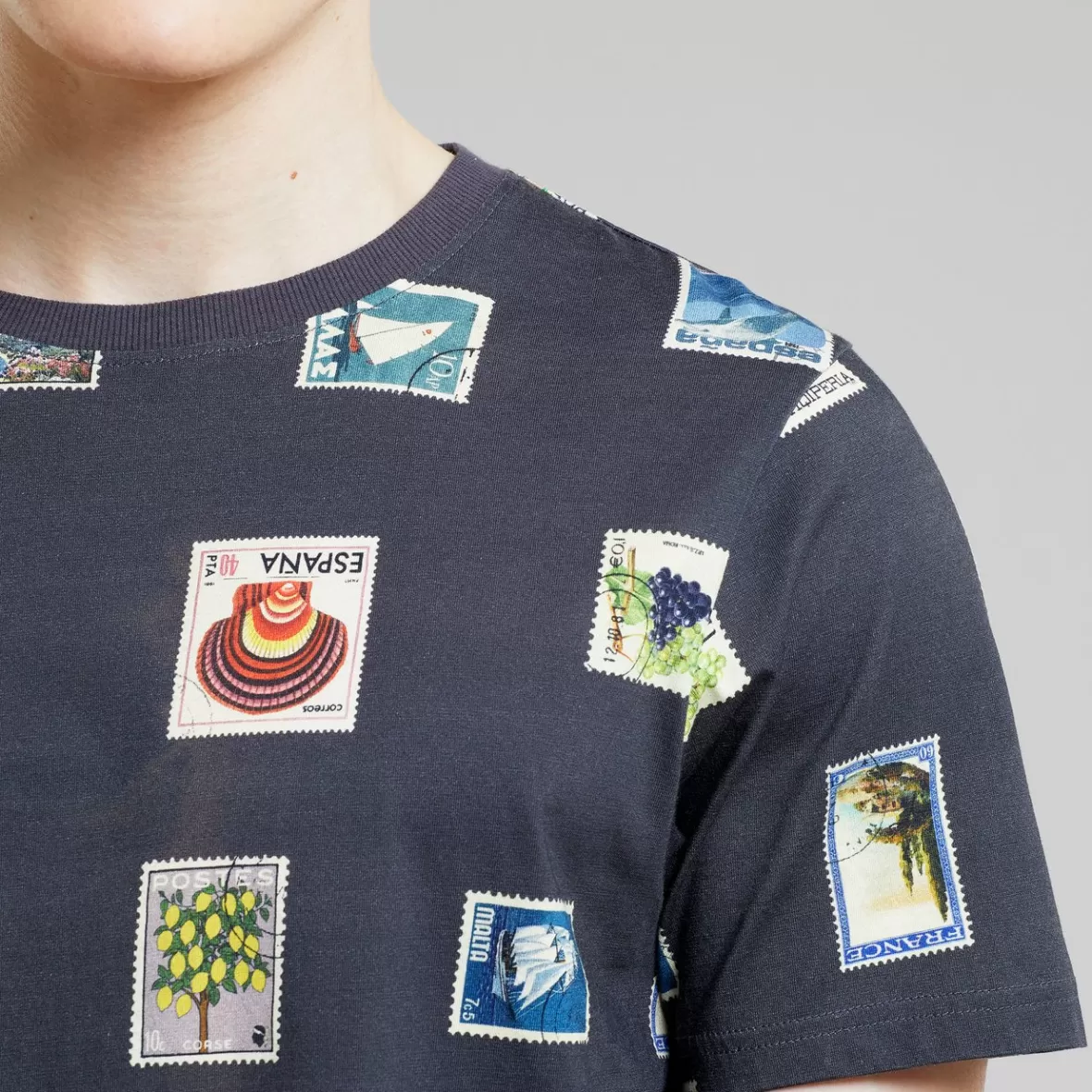 T-Shirts | DEDICATED T-shirt Stockholm Stamps Charcoal