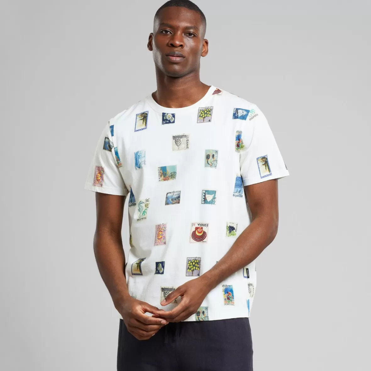 T-Shirts | DEDICATED T-shirt Stockholm Stamps Off White
