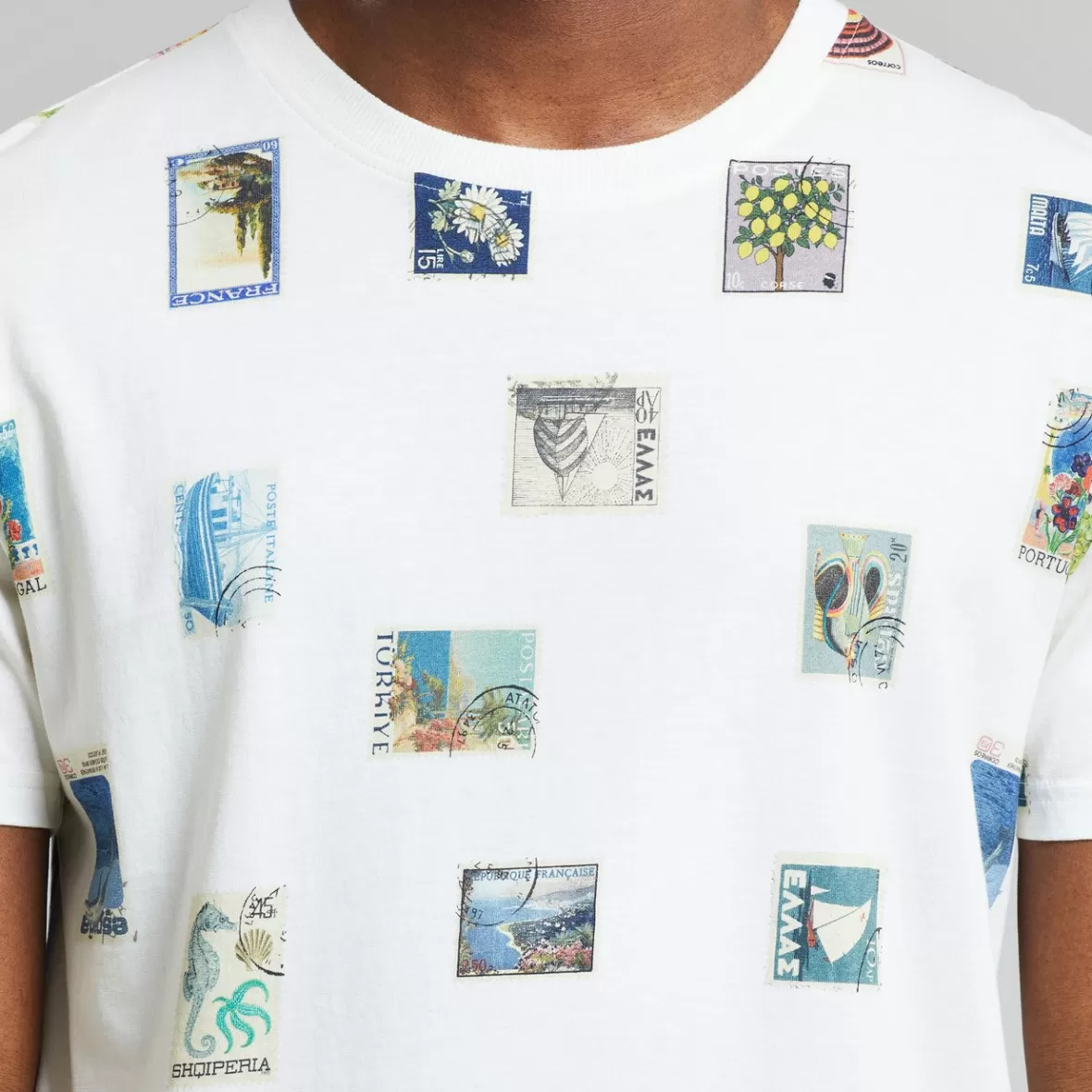 T-Shirts | DEDICATED T-shirt Stockholm Stamps Off White