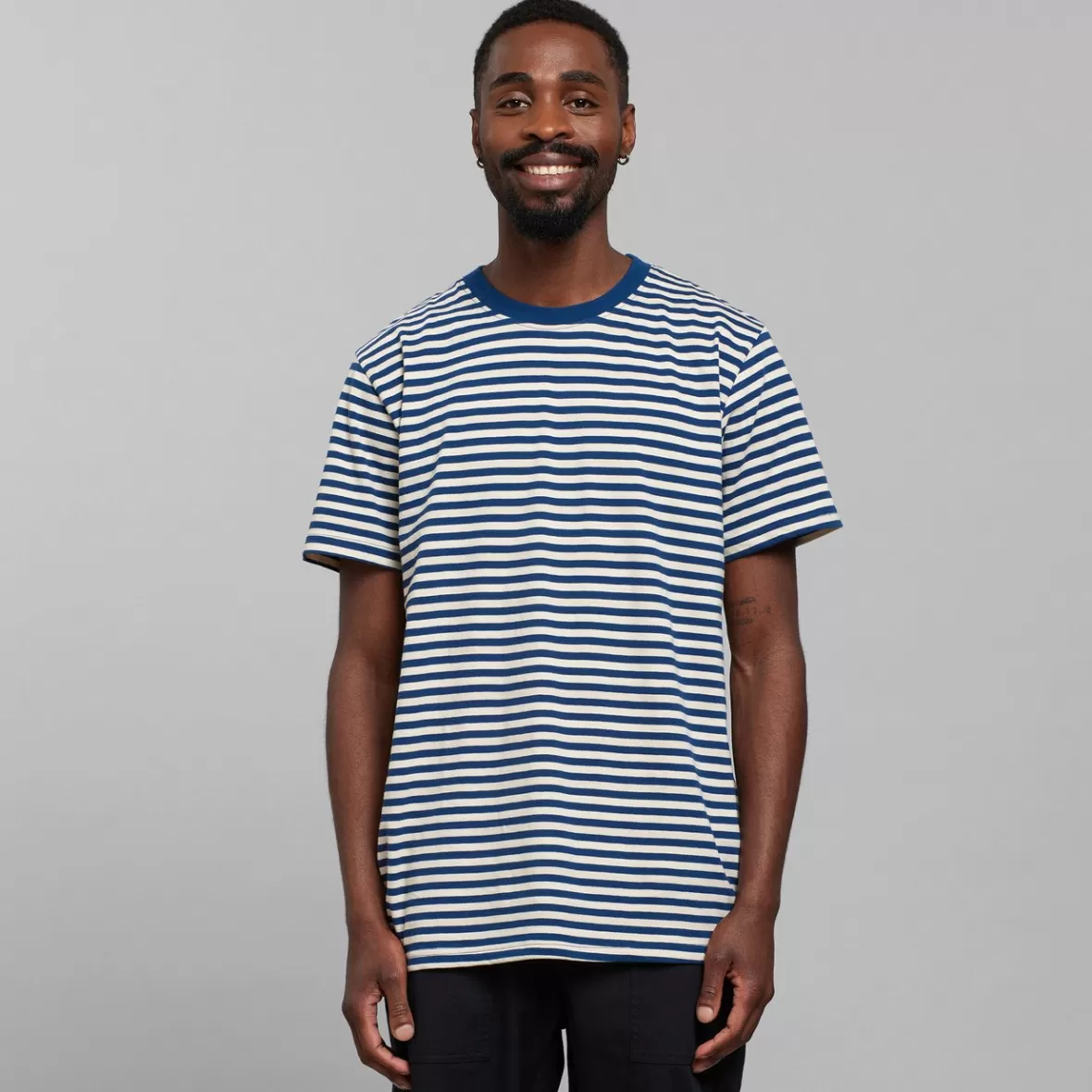 T-Shirts | DEDICATED T-shirt Stockholm Stripes Estate Blue/Vanilla White