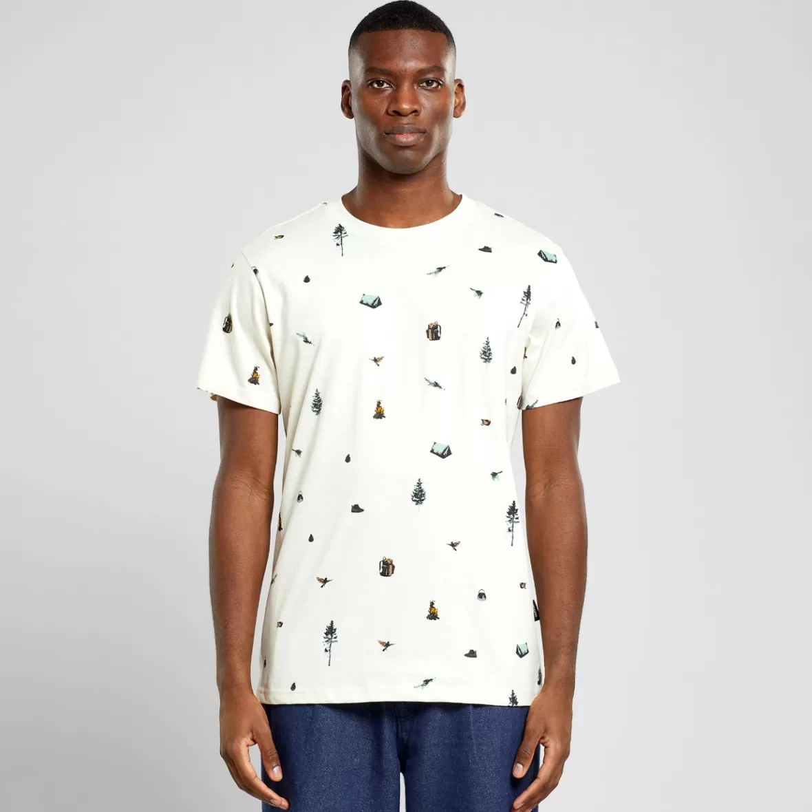 T-Shirts | DEDICATED T-shirt Stockholm Take A Hike AOP Oat White