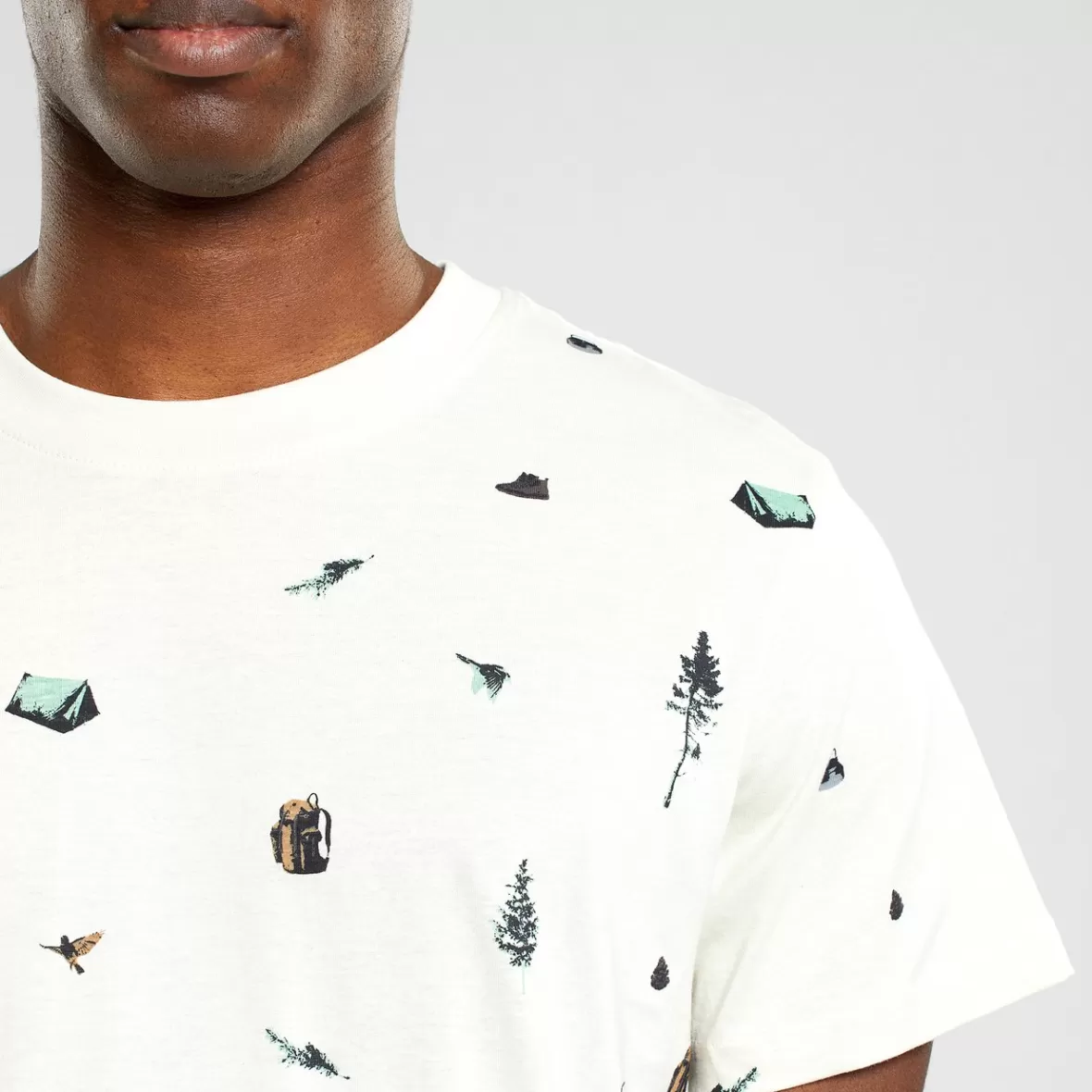 T-Shirts | DEDICATED T-shirt Stockholm Take A Hike AOP Oat White