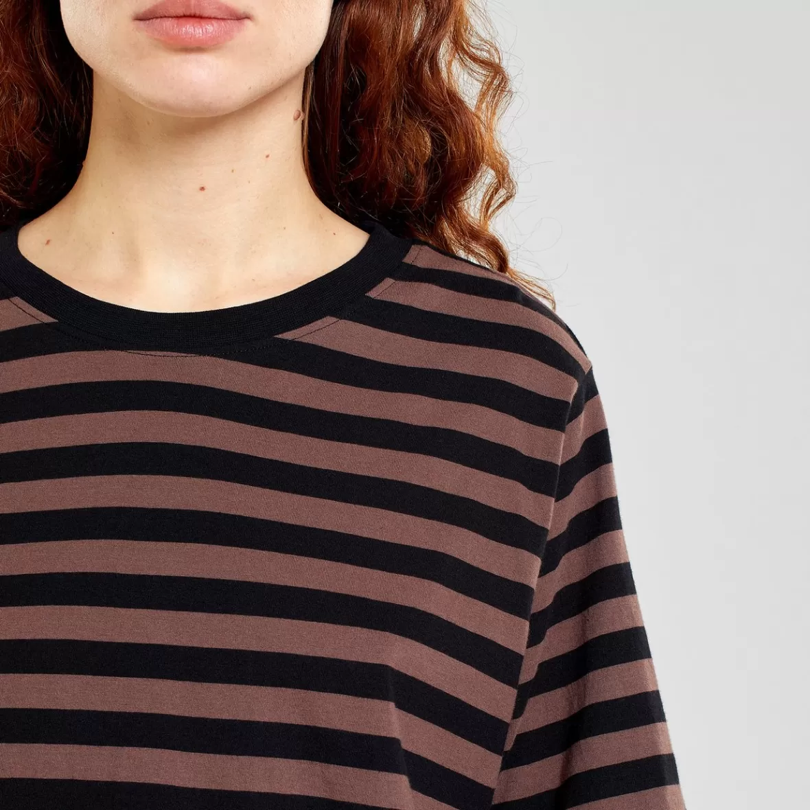 T-Shirts | DEDICATED T-shirt Vadstena Stripes Black/Bag Brown
