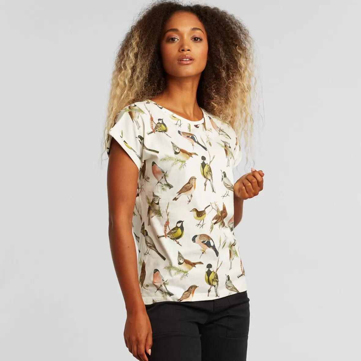 T-Shirts | DEDICATED T-shirt Visby Autumn Birds Off White