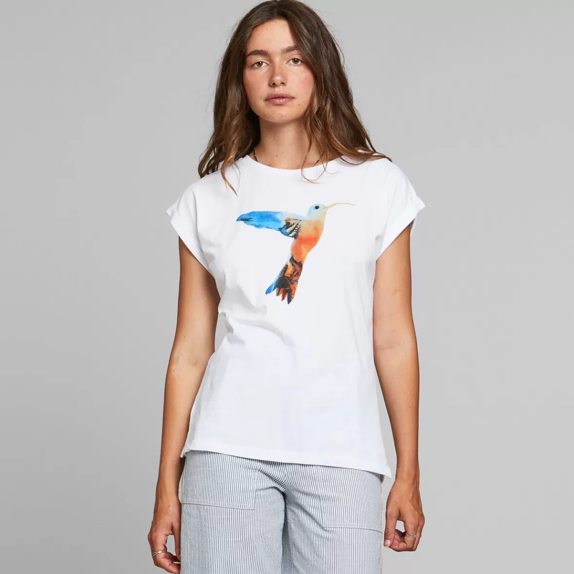 T-Shirts | DEDICATED T-shirt Visby Painted Hummingbird White