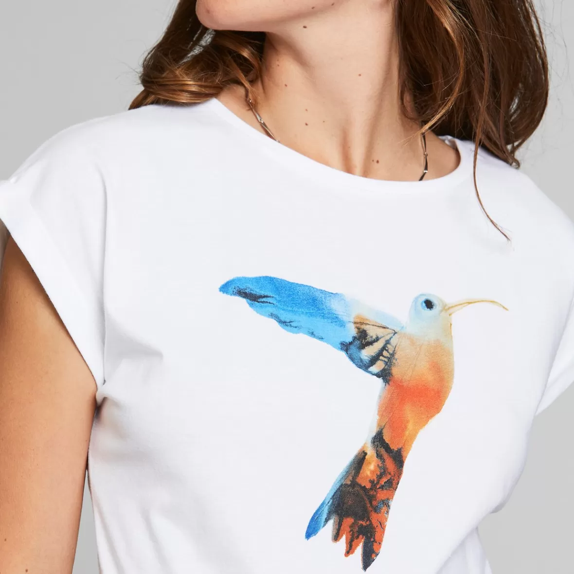 T-Shirts | DEDICATED T-shirt Visby Painted Hummingbird White