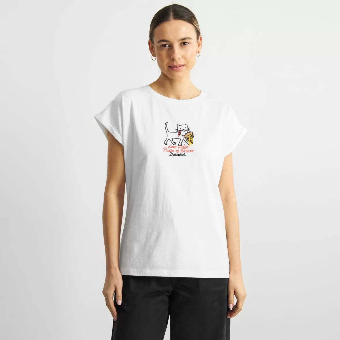 T-Shirts | DEDICATED T-shirt Visby Pizza Love White