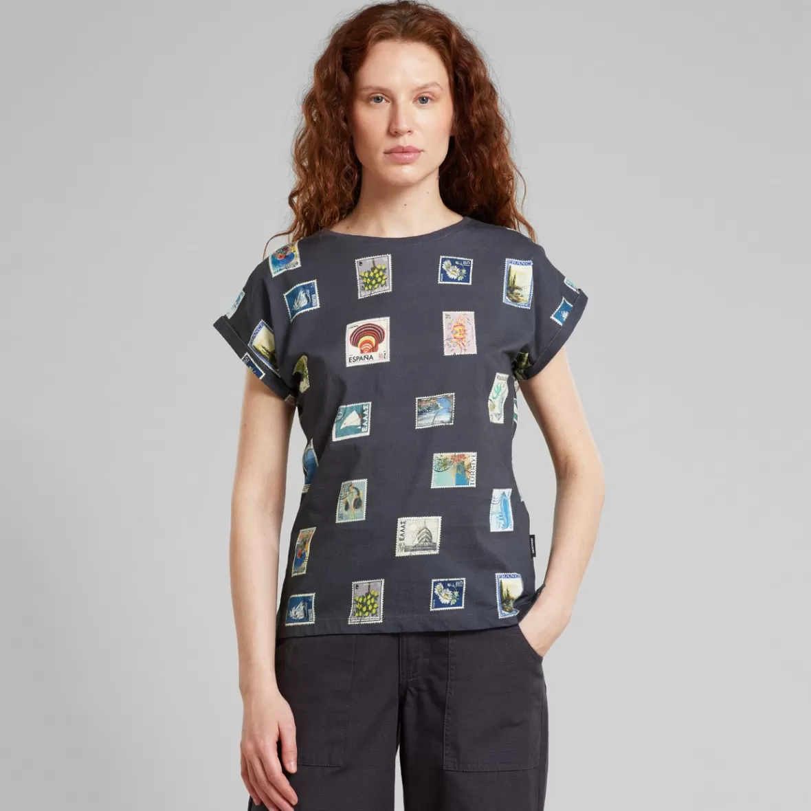T-Shirts | DEDICATED T-shirt Visby Stamps Charcoal
