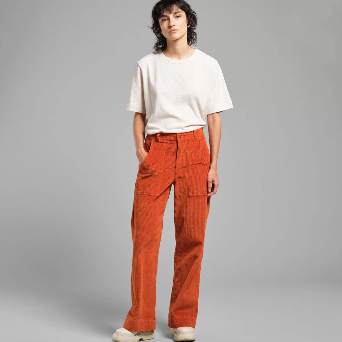 Pants | DEDICATED Workwear Pants Vara Corduroy Cinnamon Orange