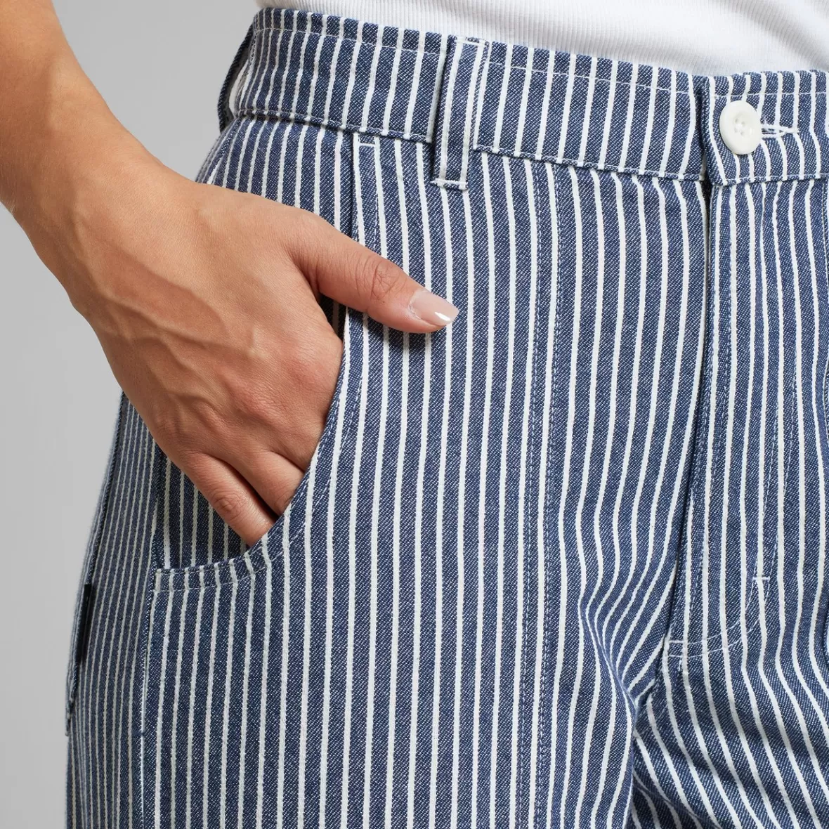 Pants | DEDICATED Workwear Pants Vara Work Stripe Blue