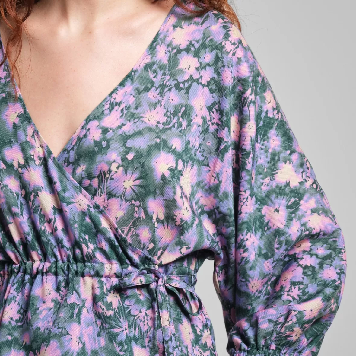 Tops | DEDICATED Wrap Top Rosenvik Blurred Flowers Purple